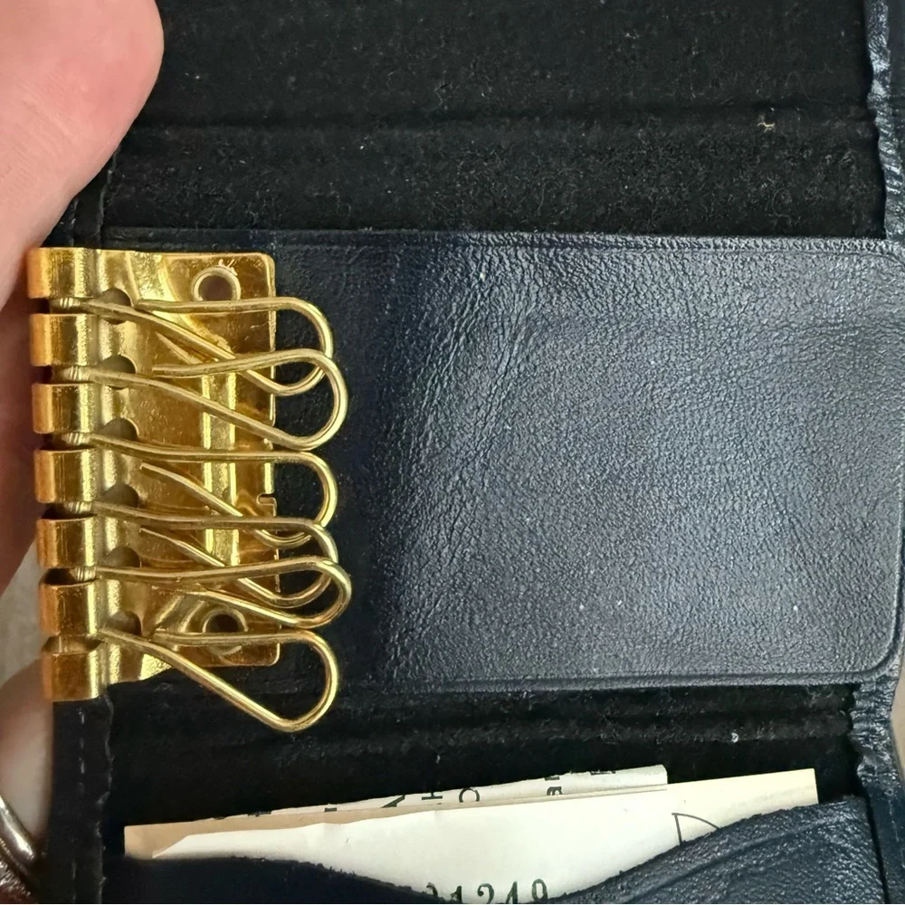Vintage Princess Gardner Key Pouch Full Grain Cowhide Navy‎ Blue Gold Papers
